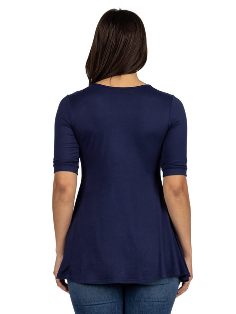 24seven Comfort Apparel Maternity Henley Tunic Blue 1X 4