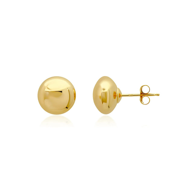 MAX + STONE Half Button Stud Earrings Yellow Gold 4-8mm 2