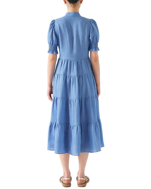 LK Bennett Flo Linen Dress Blue UK 18 3
