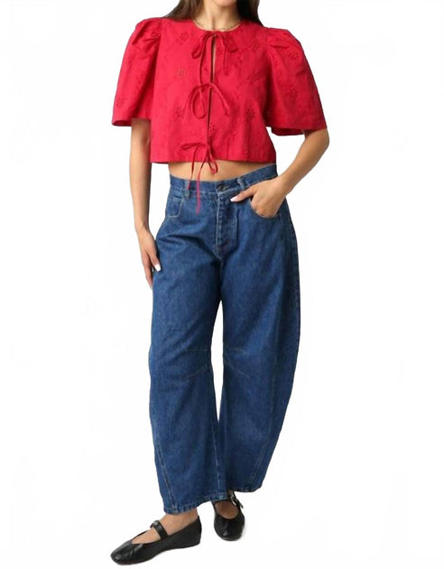 OLIVACEOUS Ciera Tie Front Top Red Medium 4