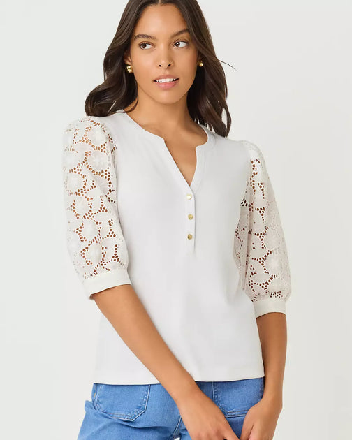 Lilly Pulitzer Ronson Eyelet Knit Top Multi Medium 2