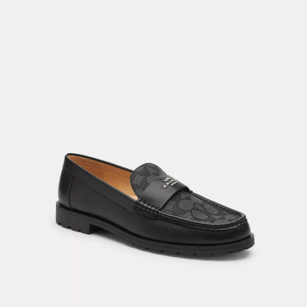 COACH JANIE LTHR LOAFER ダークサドル 5 Coach Outlet Janie Loafer In Signature Jacquard | ShopSimon