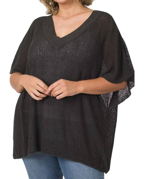 ZENANA Plus Size Dolman Sweater Grey 2X 3