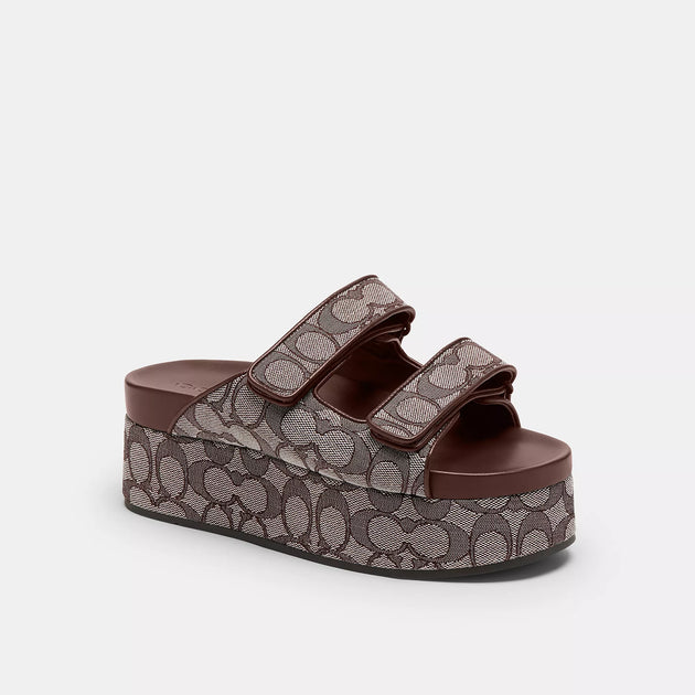 Coach Outlet Two Band Platform Slide In Signature Jacquard