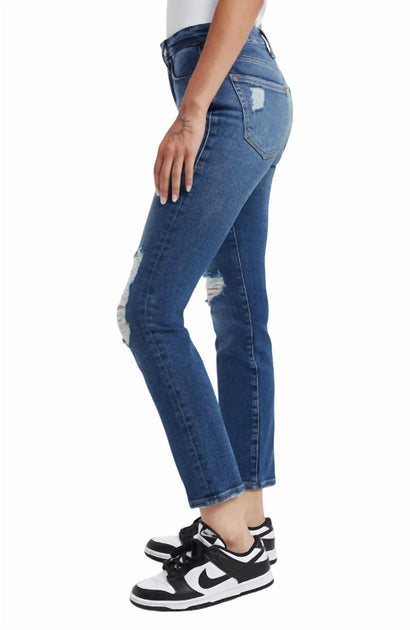 GOOD AMERICAN Legs Ripped High Waist Cigarette Jeans Blue 3