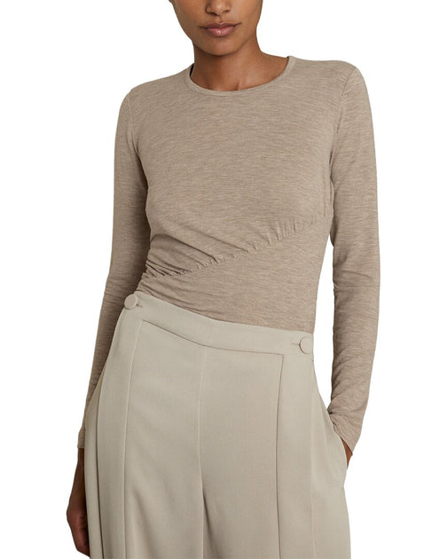 Reiss Ana Asymmetric Seam Wool-Blend Top Beige Large 2