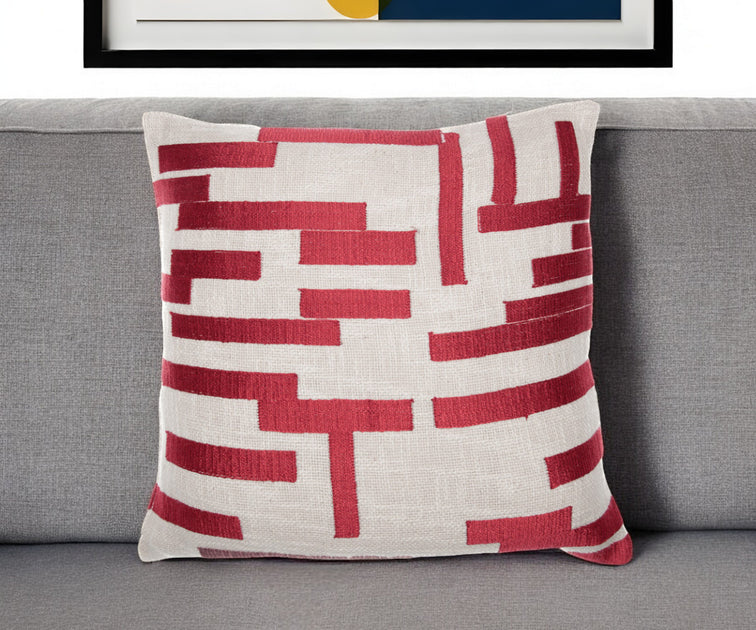 Hivvago Throw Pillow Red/Ivory 24in 2