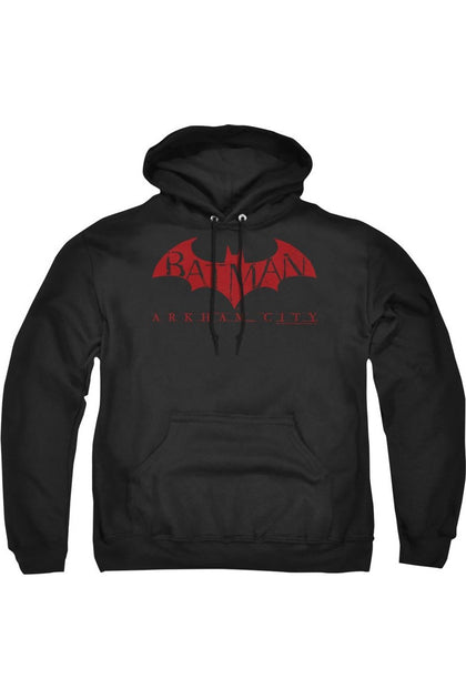 Gildan Batman Arkham City Red Bat Hoodie Black Large 2