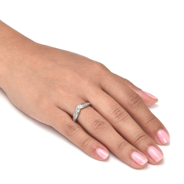 Palm .25 TCW Diamond Sterling Silver Chevron Ring Silver US 8 4