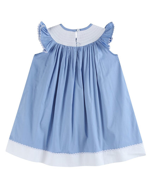 Lil Cactus Smocked Bishop Dress Blue 18-24 Months 3