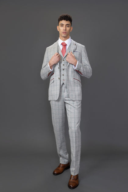 Robert Simon Andrew 3 Piece Checked Suit Grey US 44 Regular 3