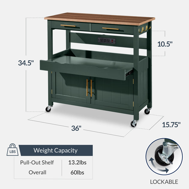 Best Choice Products 36in Rolling Kitchen Island Cart 3