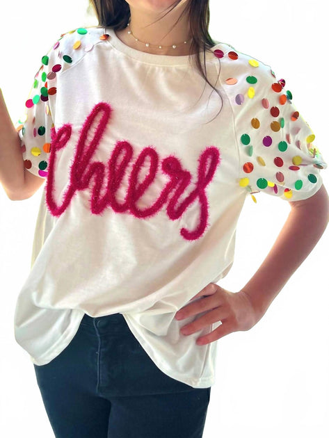 BiBi Cheers Metallic Letter Top Pink Multi XLarge 2
