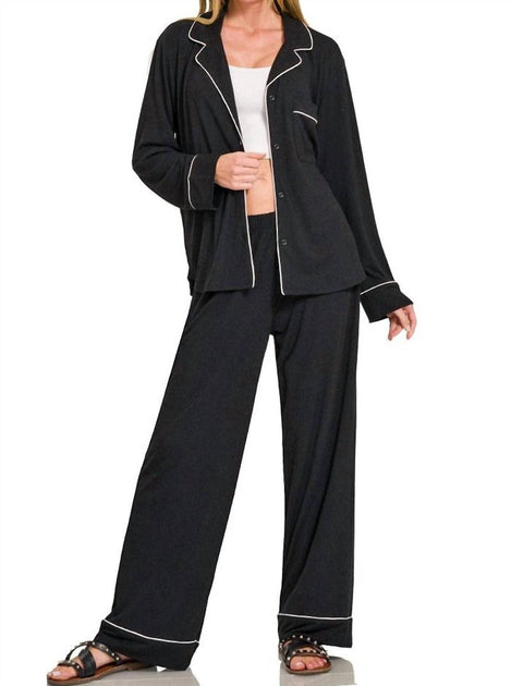 ZENANA Holiday Pajama Set Black Large 4