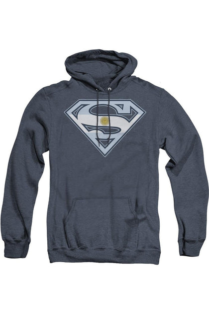 Gildan Superman Argentinian Shield Hooded Sweatshirt Blue Medium 2