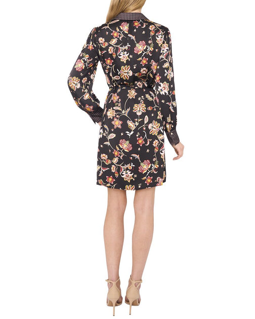 CeCe Mix Print Shirt Dress Black XL 3