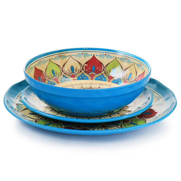 Elama Camilla 12 Piece Melamine Dinnerware Set Multicolor 4
