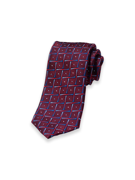 Paul Fredrick Geometric Woven Silk Tie Purple Regular 3