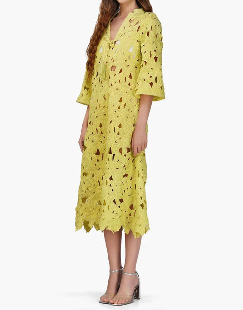 America & Beyond Fall For Neon Floral Lace Midi Cover Up Dress Yellow Medium 4
