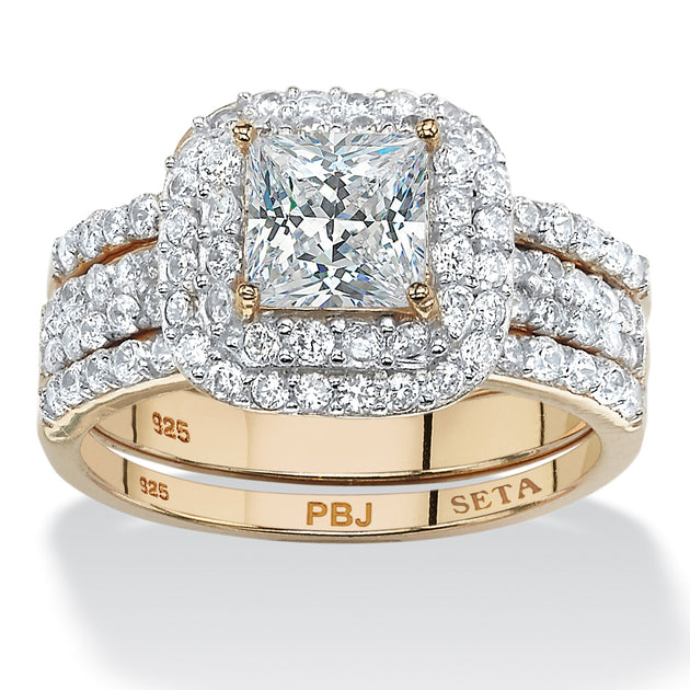 Palm 2.37 TCW Cubic Zirconia Bridal Set Silver US 6 2