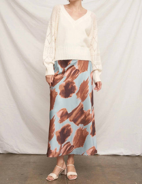 EN CREME Satin Maxirock mit abstraktem Muster Multi Large 2