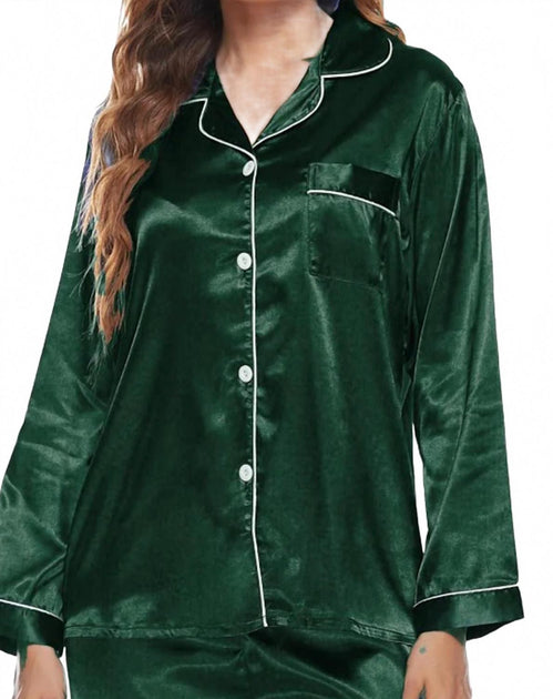 Wholesalesir Button Up Pajamas Set Green Medium 3