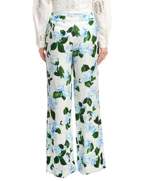 L'AGENCE Pilar Wide Leg Pant Ivory/Blue US 0 3