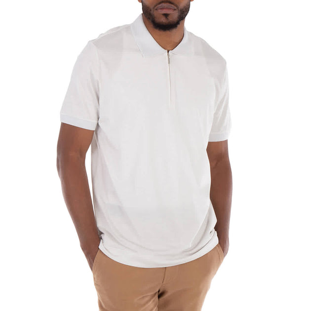Hugo Boss Short-Sleeved Zip-Placket Polo Shirt White Medium 2
