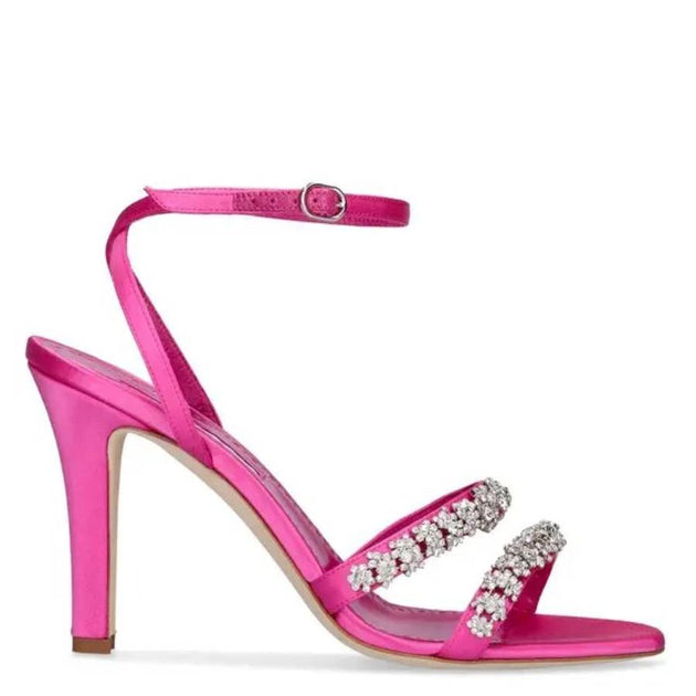 Manolo Blahnik Vedada Satin Crystal Embellished Sandals