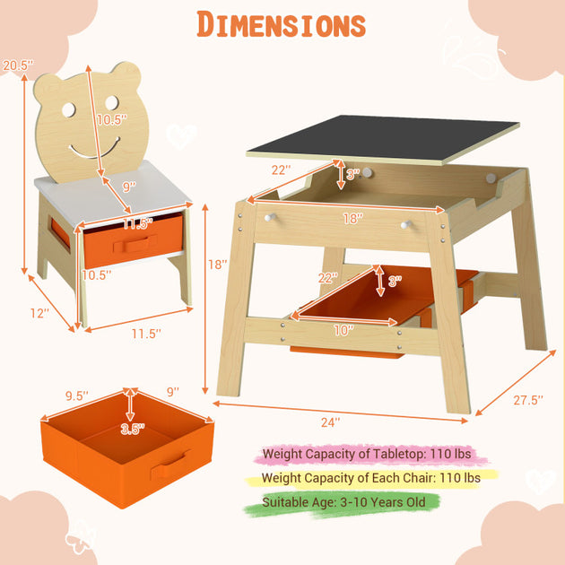 Hivvago 5-in-1 Toddler Art Desk and 2 Chairs Set 5