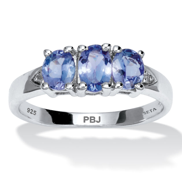 Palm .89 TCW Tanzanite Sterling Silver Ring Purple US 6 2