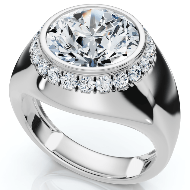 Pompeii3 Diamond Halo Signet Ring 14k Gold US 12 5