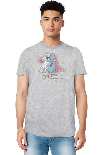 T-shirt Gildan Superman And His Dog Gris XXL 4