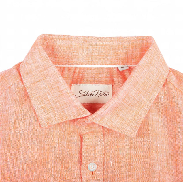 Stitch Note Dylan Linen Shirt Pink XLarge 3