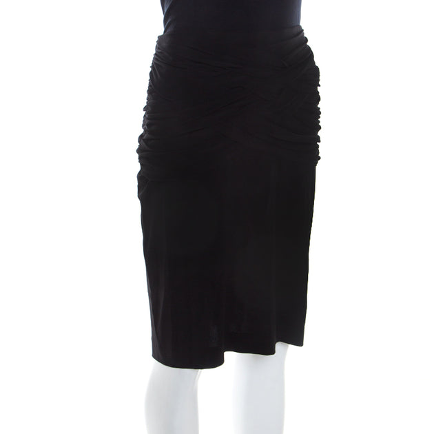Escada Stretch Jersey Skirt Drape Detail Black Medium 3