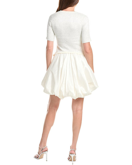 SIMKHAI Kenz Knit Combo Ruffle Mini Dress White Small 3