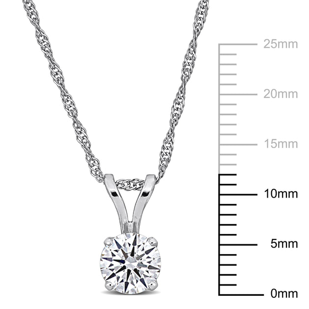 Created Forever Solitaire Necklace White Gold 18in 4