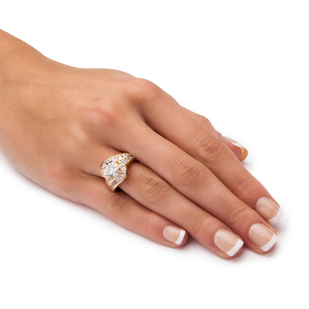 Palm Cubic Zirconia Bypass Ring Silver US 5 4