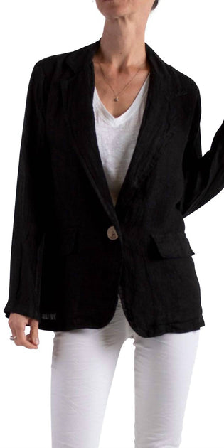 GIGI MODA Sabrina Leinen Langarm Blazer Braun Einheitsgröße 3