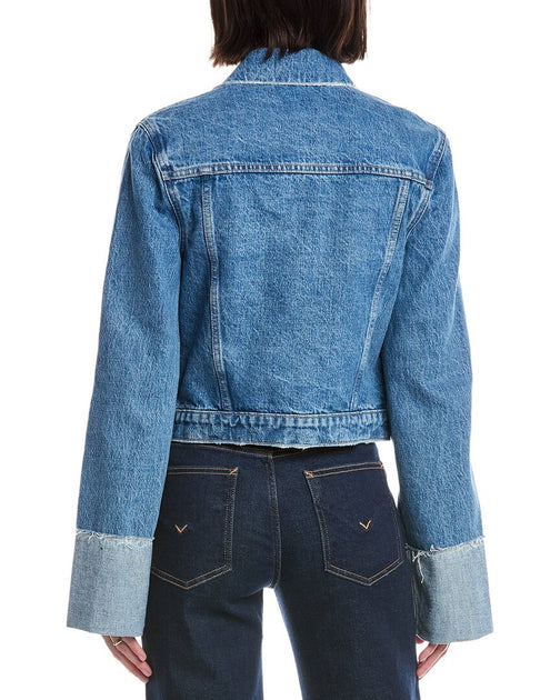 HUDSON Cuffed Cropped Denim Jacket Blue Large 3