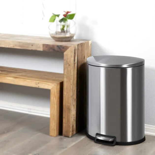 Hivvago Step-on Trash Can Silver 4