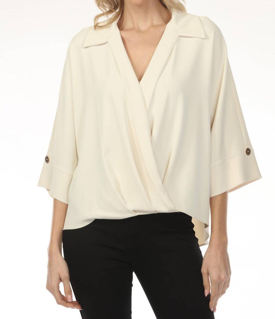Joseph Ribkoff Surplice Blouson Top Weiß UK 12 2