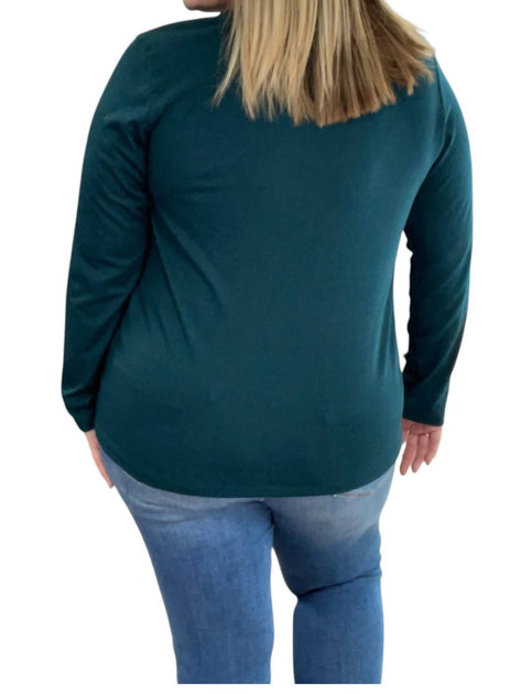 White Birch Spliced Front Long Sleeve Top Blue Large 3