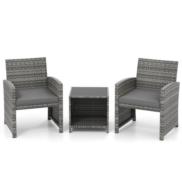 Hivvago 3 Pieces Patio Furniture Set Grey 4