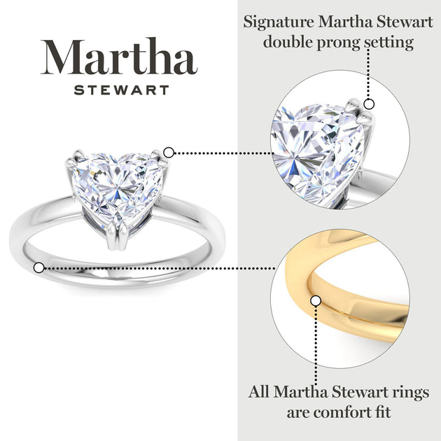 Martha Stewart Heart Shape Lab Grown Diamond Solitaire Ring Gold US 6.5 8