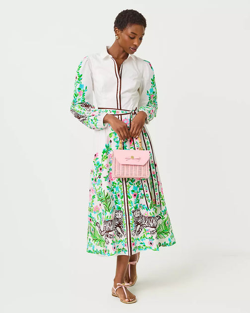 Lilly Pulitzer Luanne Stretch Midi Hemdkleid Multi US 12 4