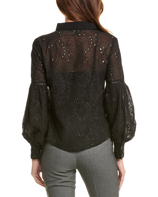 Chemisier Gracia à Broderies Anglaises Noir S 3