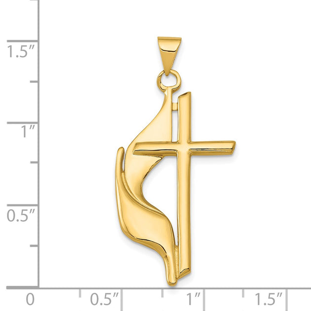Diamond2Deal Cross Drape Pendant Yellow Gold 4