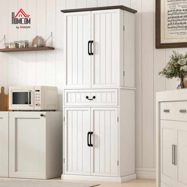 Hivvago LED Kitchen Pantry Cabinet White 4