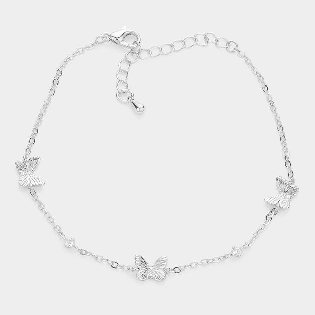 FASHNZFAB Butterfly Station Bracelet Rhodium Silver One Size 3